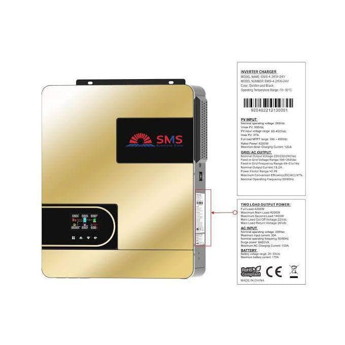 SMS 4.2kw 24v Hybrid Inverter With Inbuilt 120A Mppt Controller