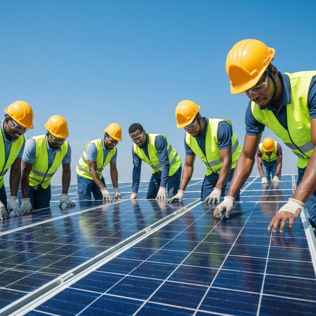 Bravemind Enterprise team installing solar panels